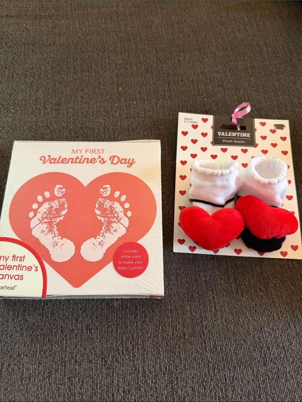 Valentine's Day Baby Keepsake Set with Plush Heart Socks
